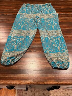 Teal Paisley Pull-On Harem Leggings XL
